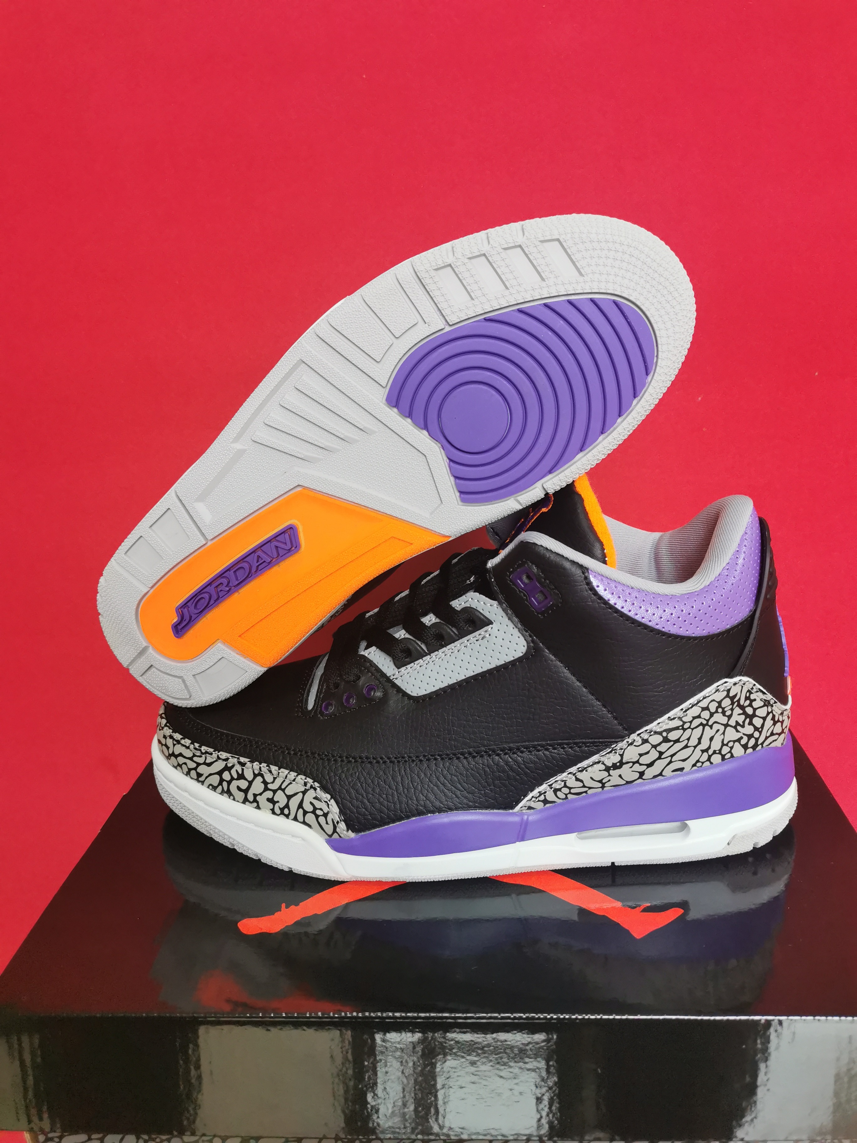 2021 Air Jordan 3 Retro Black Purple Grey Shoes - Click Image to Close